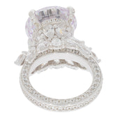 Exquisite round white Moissanite sterling silver ring with sparkling accents, perfect for elegant style.